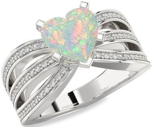 Diamond Amethyst Platinum Heart Solitaire Pave Engagement Ring