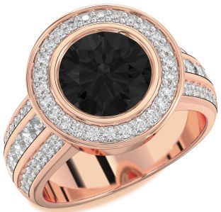 Diamond Amethyst Rose Gold Round Halo Pave Engagement Ring