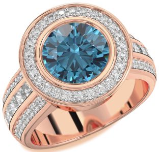 Diamond Amethyst Rose Gold Round Halo Pave Engagement Ring