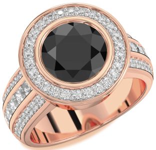 Diamond Amethyst Rose Gold Round Halo Pave Engagement Ring