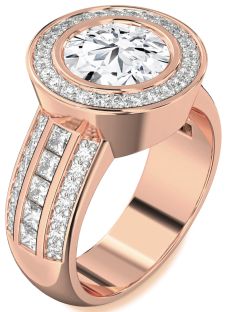 Diamond Rose Gold Round Halo Pave Engagement Ring