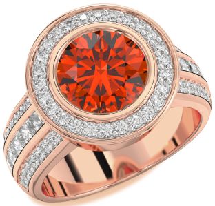 Diamond Amethyst Rose Gold Round Halo Pave Engagement Ring