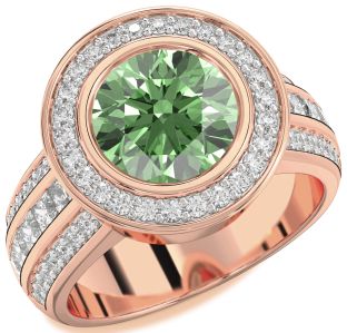 Diamond Amethyst Rose Gold Round Halo Pave Engagement Ring