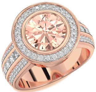 Diamond Amethyst Rose Gold Round Halo Pave Engagement Ring