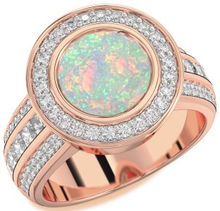 Diamond Amethyst Rose Gold Round Halo Pave Engagement Ring