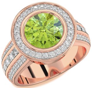 Diamond Amethyst Rose Gold Round Halo Pave Engagement Ring