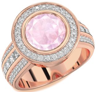 Diamond Amethyst Rose Gold Round Halo Pave Engagement Ring
