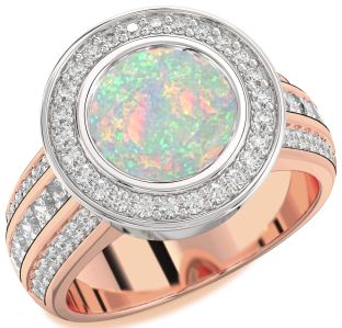 Diamond Amethyst Platinum & Rose Gold Round Halo Pave Engagement Ring