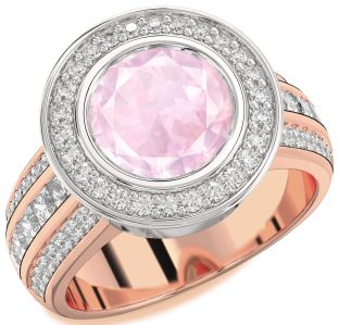 Diamond Amethyst Platinum & Rose Gold Round Halo Pave Engagement Ring