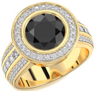 Diamond Amethyst Gold Round Halo Pave Engagement Ring