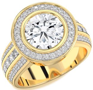 Diamond Gold Heart Halo Solitaire Pave Engagement Ring
