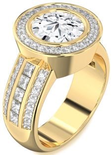 Diamond Gold Round Halo Pave Engagement Ring
