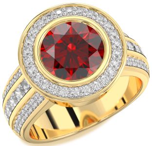 Diamond Amethyst Gold Round Halo Pave Engagement Ring