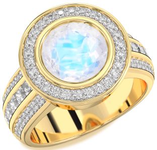 Diamond Amethyst Gold Round Halo Pave Engagement Ring