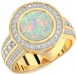 Diamond Amethyst Gold Round Halo Pave Engagement Ring