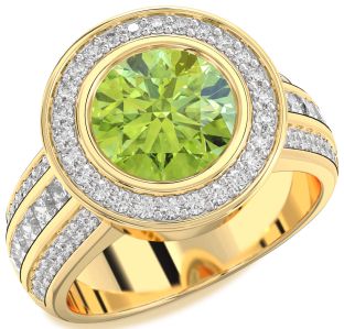 Diamond Amethyst Gold Round Halo Pave Engagement Ring