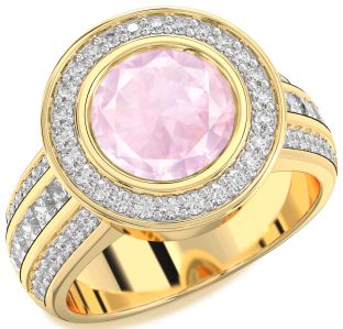 Diamond Amethyst Gold Round Halo Pave Engagement Ring
