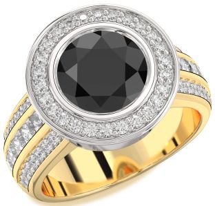 Diamond Amethyst Platinum & Yellow Gold Round Halo Pave Engagement Ring