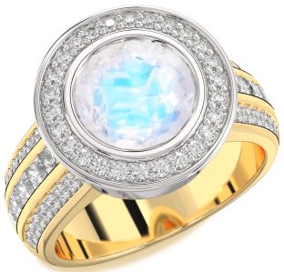 Diamond Amethyst Platinum & Yellow Gold Round Halo Pave Engagement Ring