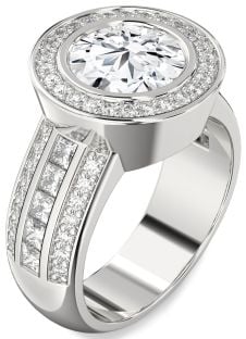 Diamond Platinum Round Halo Pave Engagement Ring