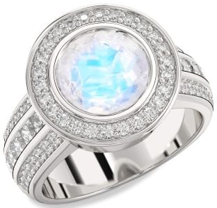 Diamond Amethyst Platinum Round Halo Pave Engagement Ring