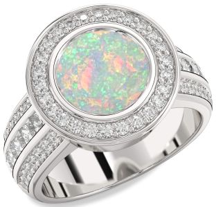 Diamond Amethyst Platinum Round Halo Pave Engagement Ring