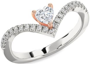Diamond White Rose Gold Heart Promise Ring