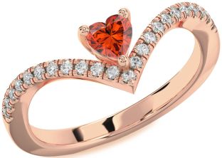 Diamond Amethyst Rose Gold Heart Pave Promise Ring