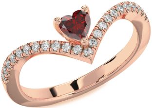Diamond Amethyst Rose Gold Heart Pave Promise Ring