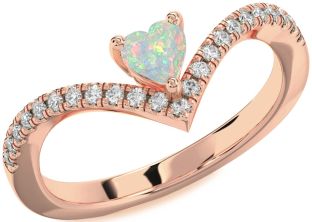 Diamond Amethyst Rose Gold Heart Pave Promise Ring