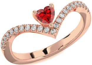 Diamond Ruby Rose Gold Heart Promise Ring