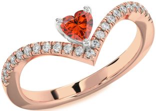 Diamond Amethyst Platinum & Rose Gold Heart Pave Promise Ring