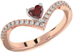 Diamond Amethyst Platinum & Rose Gold Heart Pave Promise Ring
