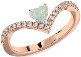 Diamond Amethyst Platinum & Rose Gold Heart Pave Promise Ring
