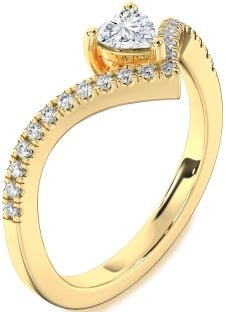 Diamond Gold Heart Pave Promise Ring