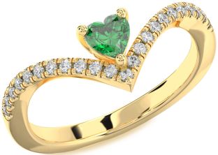 Diamond Emerald Gold Heart Promise Ring