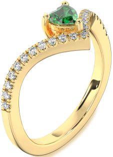 Diamond Emerald Gold Heart Pave Promise Ring