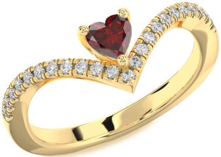 Diamond Amethyst Gold Heart Pave Promise Ring