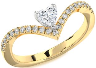 Diamond White Yellow Gold Heart Promise Ring