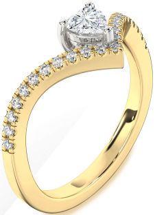 Diamond White Yellow Gold Heart Pave Promise Ring