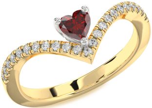 Diamond Amethyst Platinum & Yellow Gold Heart Pave Promise Ring