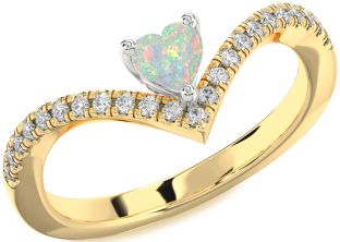 Diamond Amethyst Platinum & Yellow Gold Heart Pave Promise Ring