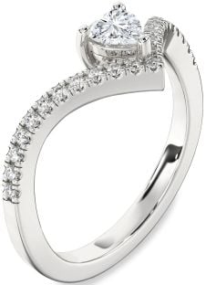 Diamond Platinum Heart Pave Promise Ring