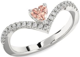 Diamond Amethyst Platinum Heart Pave Promise Ring