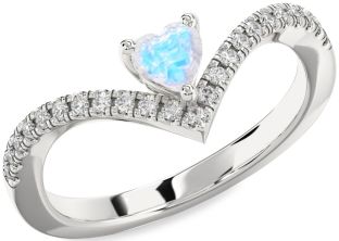 Diamond Amethyst Silver Heart Pave Promise Ring