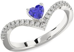 Diamond Amethyst Platinum Heart Pave Promise Ring