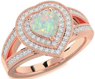 Diamond Amethyst Rose Gold Heart Halo Pave Engagement Ring