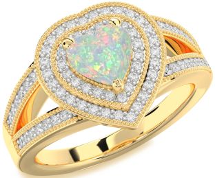 Diamond Amethyst Gold Heart Halo Pave Engagement Ring