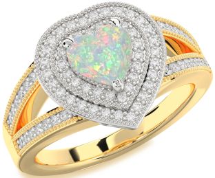 Diamond Amethyst Platinum & Yellow Gold Heart Halo Pave Engagement Ring