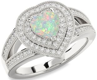 Diamond Amethyst Platinum Heart Halo Pave Engagement Ring